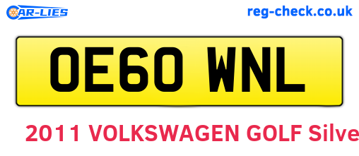 OE60WNL are the vehicle registration plates.