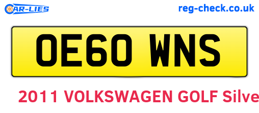 OE60WNS are the vehicle registration plates.