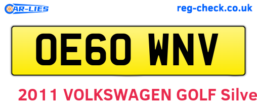 OE60WNV are the vehicle registration plates.