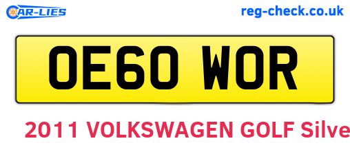 OE60WOR are the vehicle registration plates.