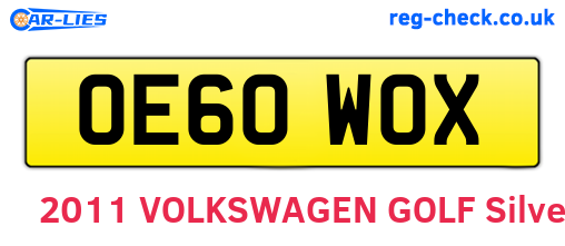 OE60WOX are the vehicle registration plates.