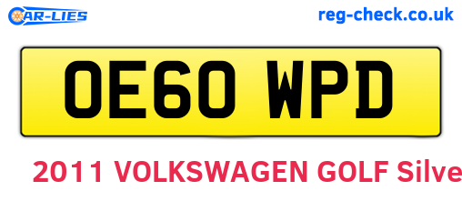 OE60WPD are the vehicle registration plates.
