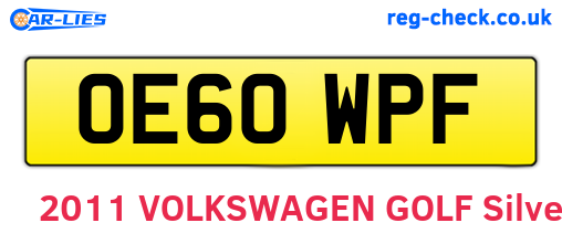 OE60WPF are the vehicle registration plates.