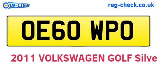 OE60WPO are the vehicle registration plates.