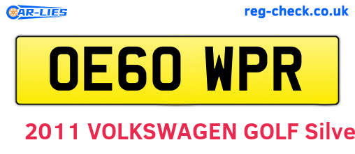 OE60WPR are the vehicle registration plates.