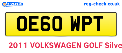 OE60WPT are the vehicle registration plates.