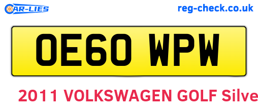 OE60WPW are the vehicle registration plates.