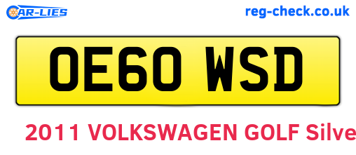 OE60WSD are the vehicle registration plates.