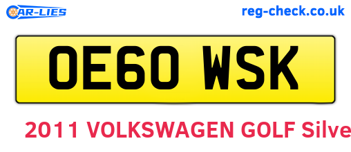 OE60WSK are the vehicle registration plates.
