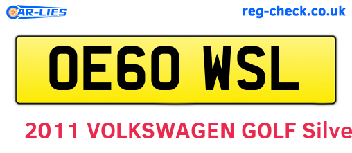 OE60WSL are the vehicle registration plates.