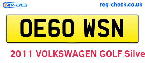 OE60WSN are the vehicle registration plates.