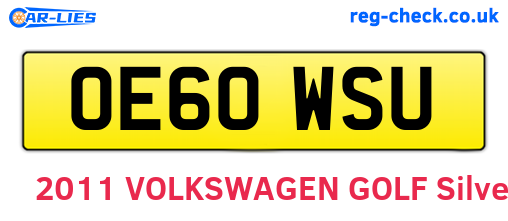 OE60WSU are the vehicle registration plates.