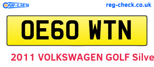 OE60WTN are the vehicle registration plates.