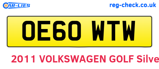 OE60WTW are the vehicle registration plates.