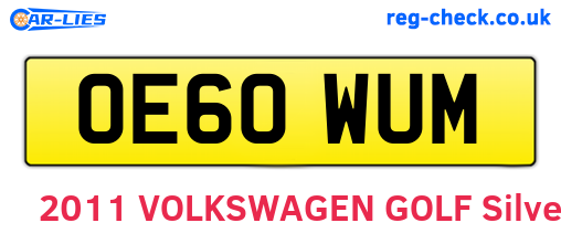 OE60WUM are the vehicle registration plates.