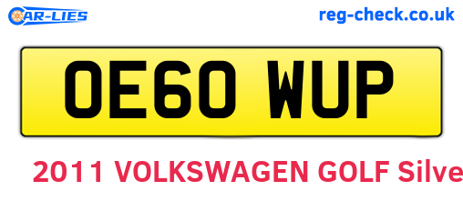 OE60WUP are the vehicle registration plates.