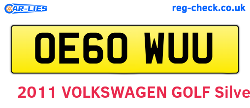 OE60WUU are the vehicle registration plates.