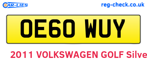 OE60WUY are the vehicle registration plates.