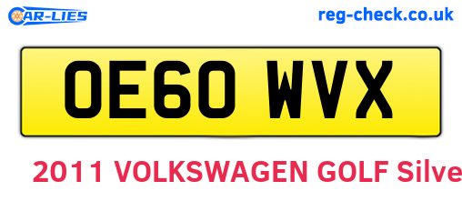 OE60WVX are the vehicle registration plates.