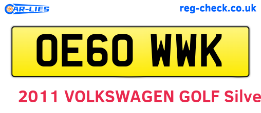 OE60WWK are the vehicle registration plates.