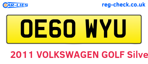 OE60WYU are the vehicle registration plates.