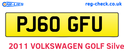 PJ60GFU are the vehicle registration plates.