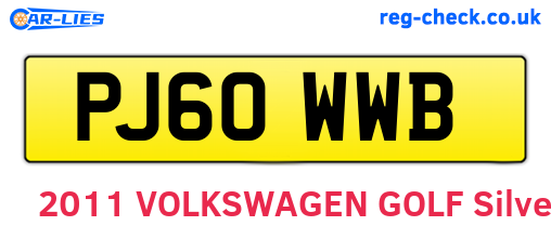 PJ60WWB are the vehicle registration plates.