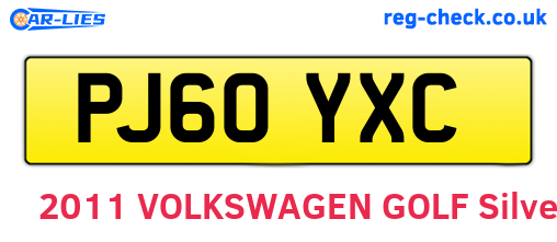 PJ60YXC are the vehicle registration plates.