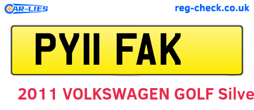 PY11FAK are the vehicle registration plates.