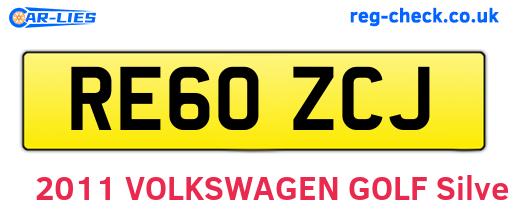RE60ZCJ are the vehicle registration plates.