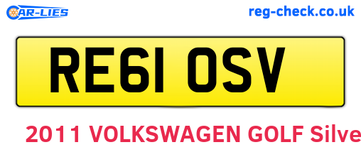 RE61OSV are the vehicle registration plates.