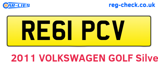 RE61PCV are the vehicle registration plates.