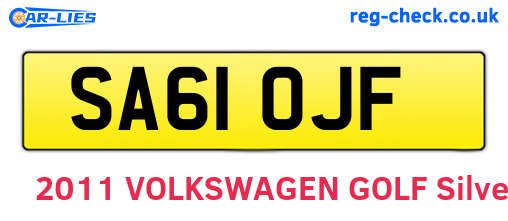 SA61OJF are the vehicle registration plates.