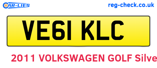 VE61KLC are the vehicle registration plates.