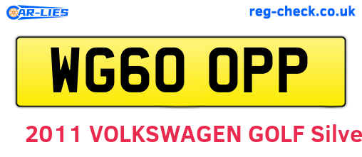 WG60OPP are the vehicle registration plates.