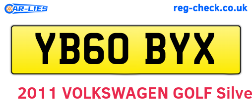 YB60BYX are the vehicle registration plates.