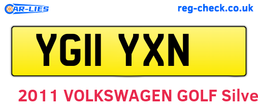 YG11YXN are the vehicle registration plates.