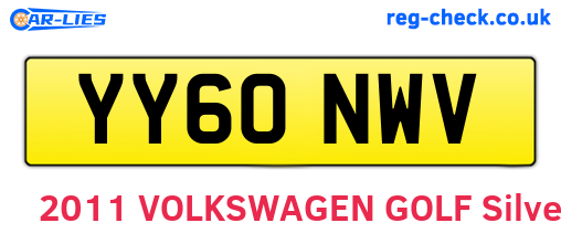 YY60NWV are the vehicle registration plates.