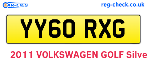 YY60RXG are the vehicle registration plates.