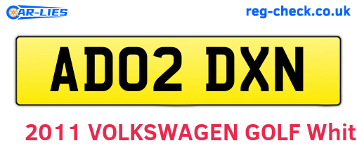 AD02DXN are the vehicle registration plates.