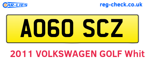 AO60SCZ are the vehicle registration plates.
