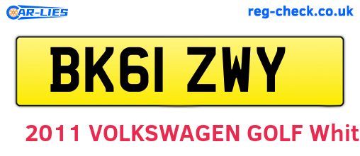 BK61ZWY are the vehicle registration plates.