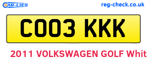 CO03KKK are the vehicle registration plates.