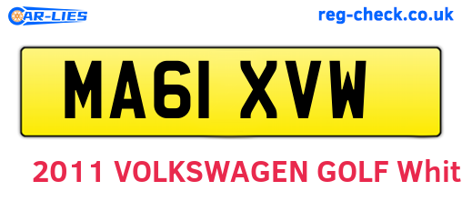 MA61XVW are the vehicle registration plates.