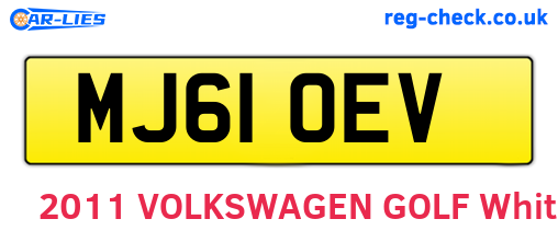 MJ61OEV are the vehicle registration plates.