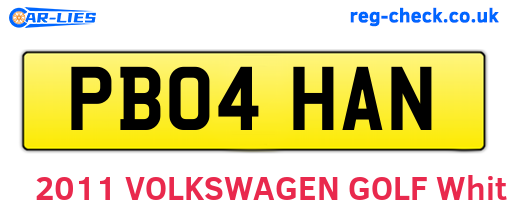 PB04HAN are the vehicle registration plates.