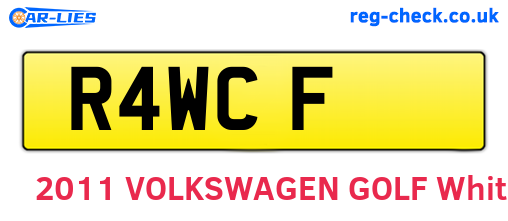 R4WCF are the vehicle registration plates.