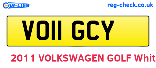 VO11GCY are the vehicle registration plates.