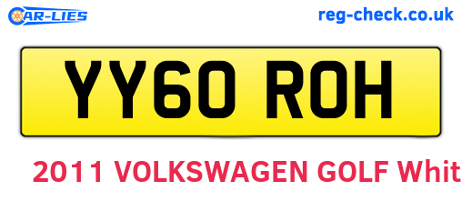 YY60ROH are the vehicle registration plates.
