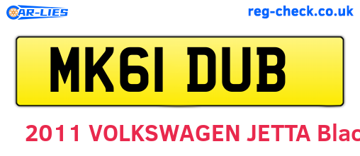 MK61DUB are the vehicle registration plates.